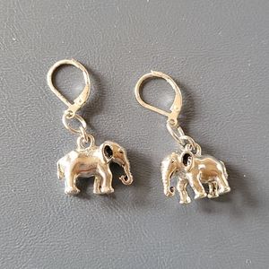 Silvertone Elephant Earrings